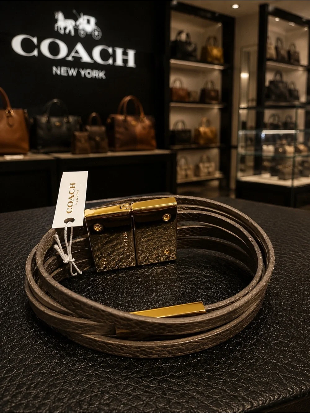 Coach Classic 5-Strand Leather Wrap Bracelet with dust bag